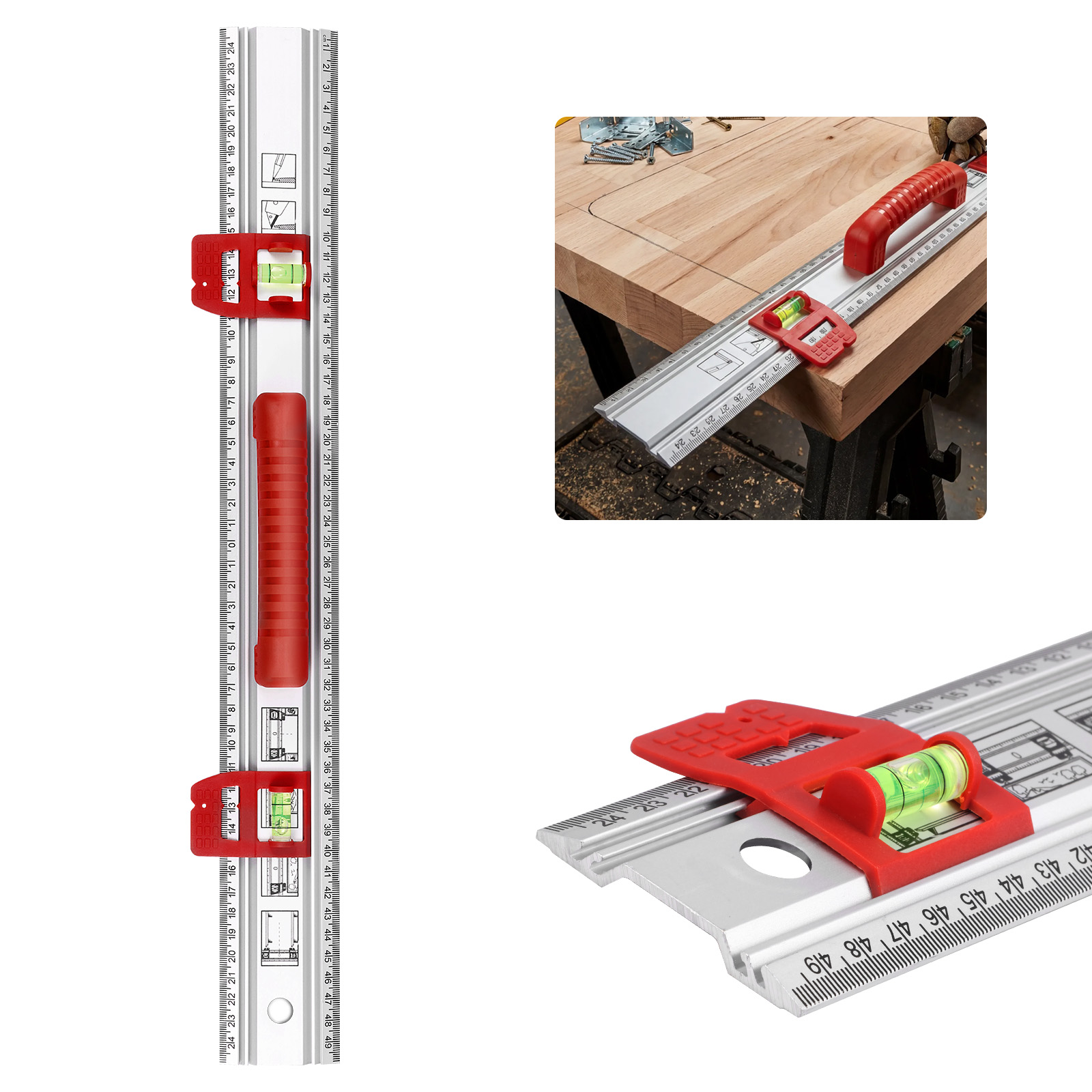 Home Improvement Guide - Aluminum Level Ruler Sliding Guide Marking