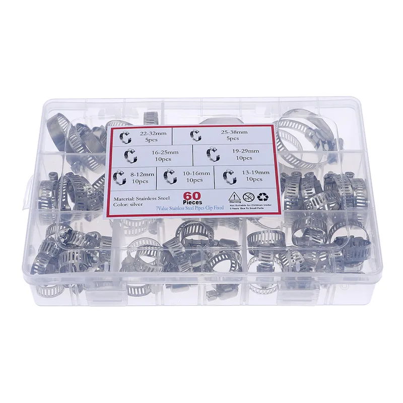 Hose Clamp Assorted - 60Pcs Fuel Injection Hose Line Clamp