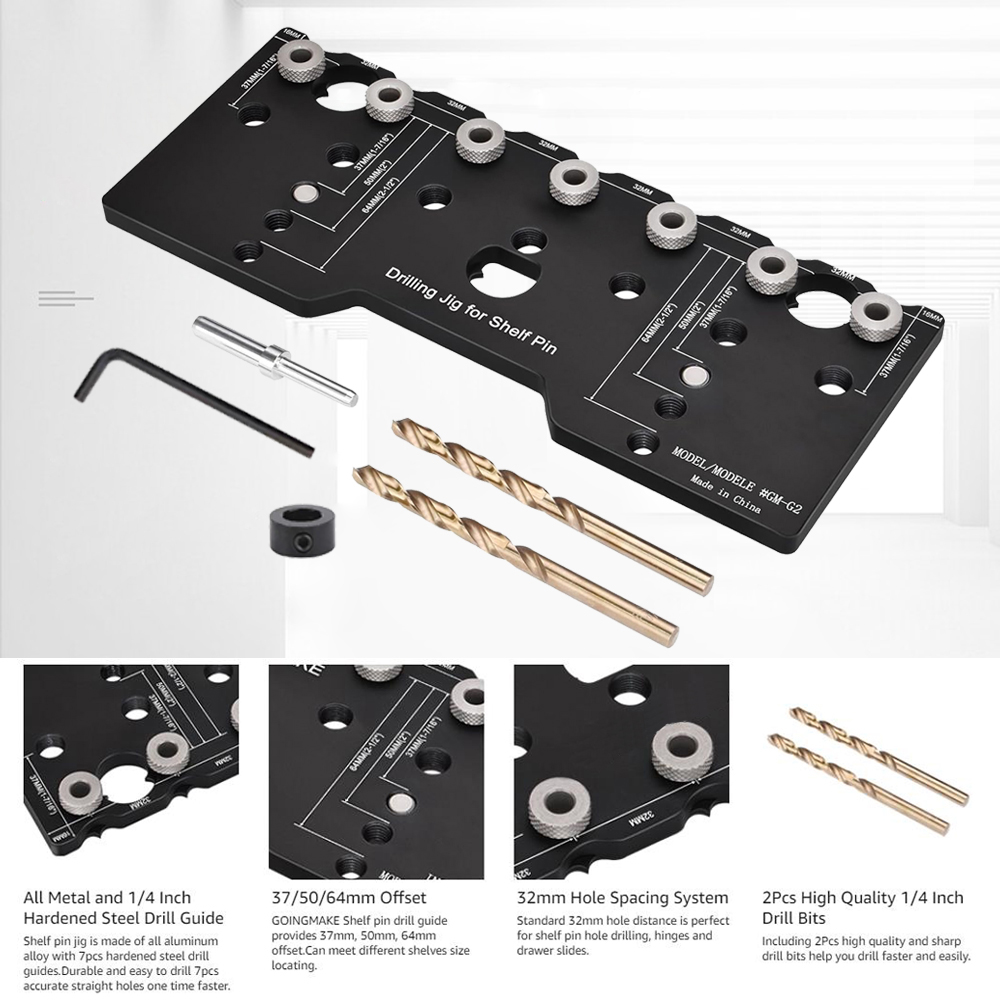 Home Improvement Guide - 1/4 Inch Shelf Pin Jig, Aluminum
