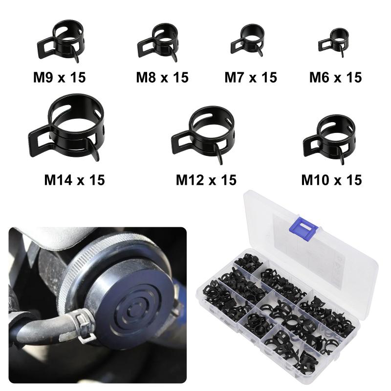 Hose Clamp Assorted - 105Pcs Spring Band Hose Clamps Assortment