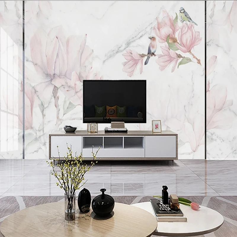 Custom 3D Mural Pink Flowers B - đánh giá và giá Home Improvement Background