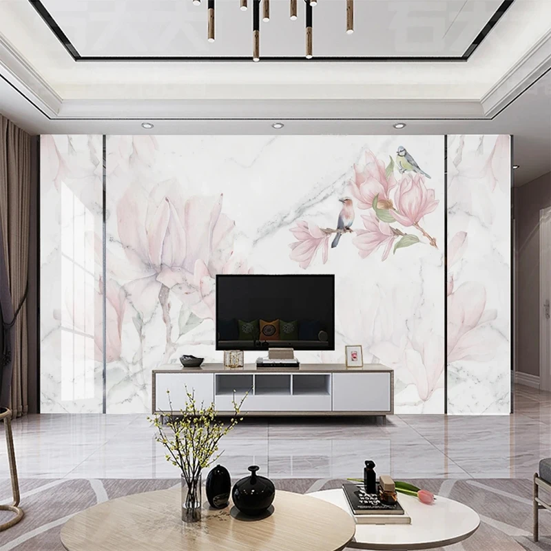 Custom 3D Mural Pink Flowers B - đánh giá và giá Home Improvement Background