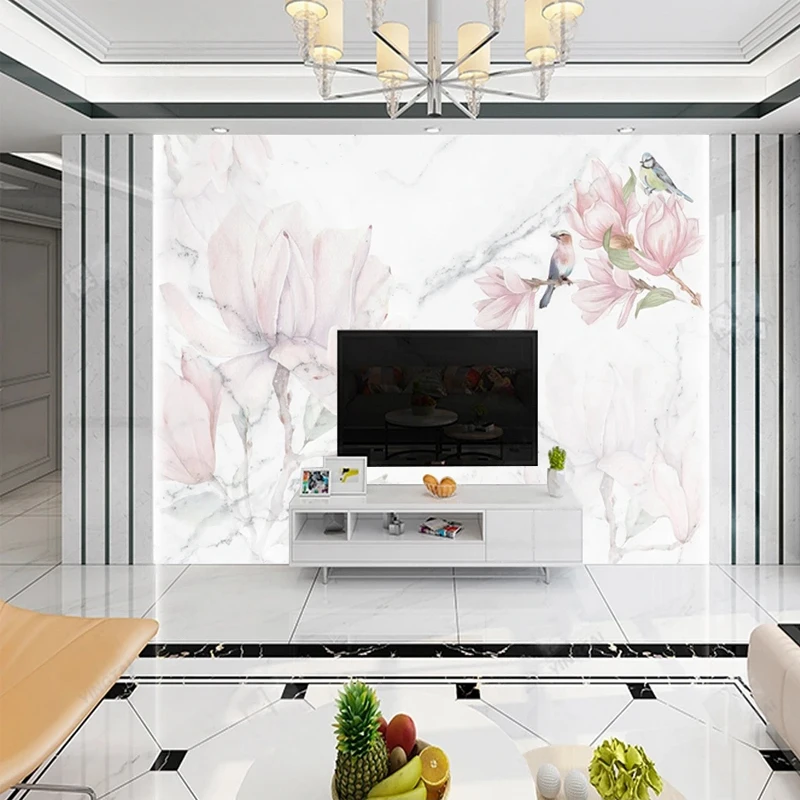 Custom 3D Mural Pink Flowers B - đánh giá và giá Home Improvement Background