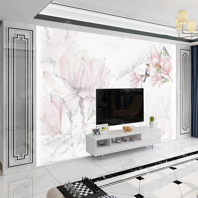 Custom 3D Mural Pink Flowers B - đánh giá và giá Home Improvement Background